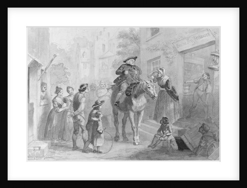 Village Scene with Dutch Colonial Figures by Felix Octavius Carr Darley