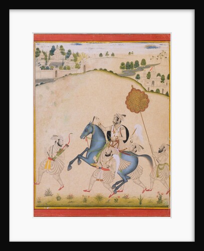 Maharana Amar Singh II Riding a Jodhpur Horse, ca. 1700-1710 by Stipple Master