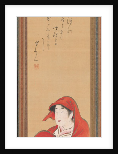 Courtesan as Daruma, ca. 1800; inscription ca. 1810 by Utagawa Toyoharu