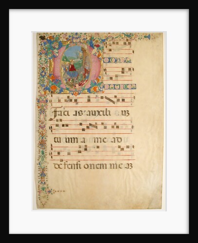 Manuscript Leaf with Entry into Jerusalem on Palm Sunday in an Initial D…, 15th-16th century by Bartolomeo di Domenico di Guido