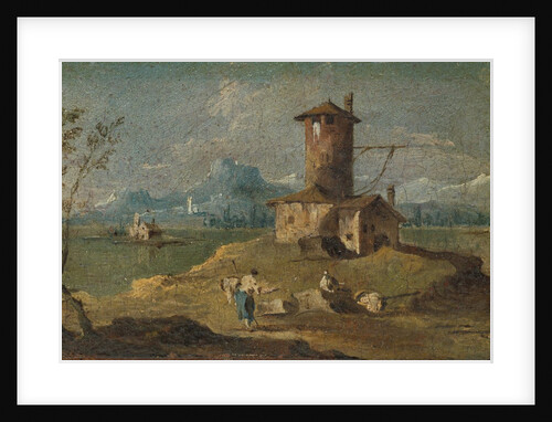 Capriccio with an Island, a Tower, and Houses, 18th century by Unknown