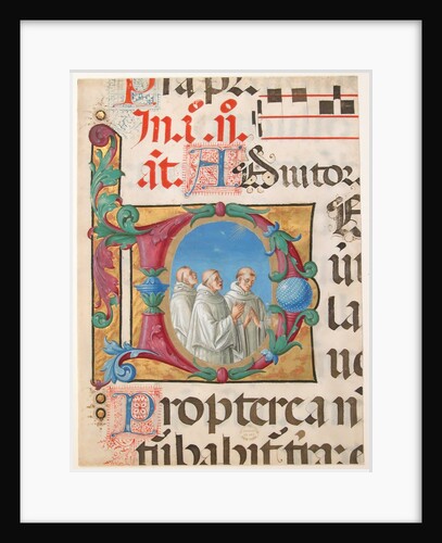 Manuscript Illumination with Singing Monks in an Initial D, from a Psalter, 1501-2 by Girolamo dai Libri