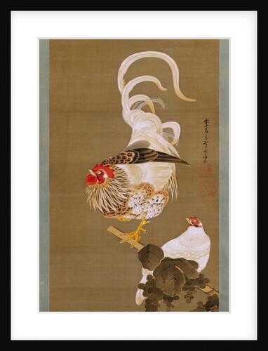 Hen and Rooster with Grapevine, 1792 by Ito Jakuchu