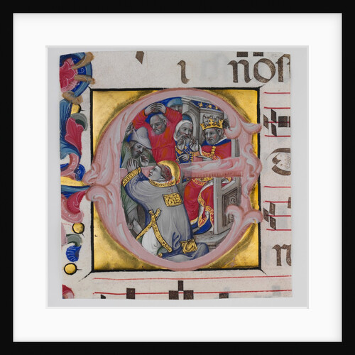 Manuscript Illumination with the Martyrdom of Saint Stephen in an Initial E…, ca. 1394-1402 by Niccolo di Giacomo da Bologna