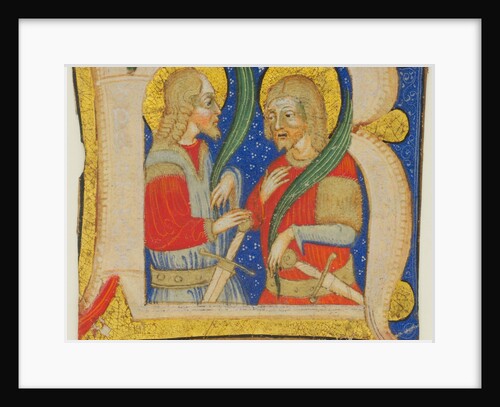 Manuscript Leaf Cutting Showing an Illumiated Initial R with St. Protasius and St. Gervasius, mid-15 by Olivetan Master