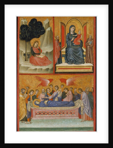 Saint John on Patmos, Madonna and Child Enthroned, and Death of the Virgin; The Crucifixion by Pacino di Bonaguida