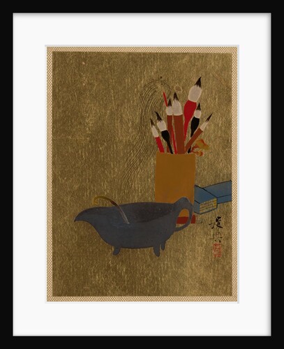 Kettle and Box with Paint Brushes, 1882 by Shibata Zeshin