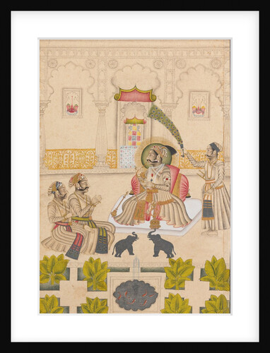 Maharana Amar Singh II Is Shown Two Silver Elephants, ca. 1705 by Stipple Master