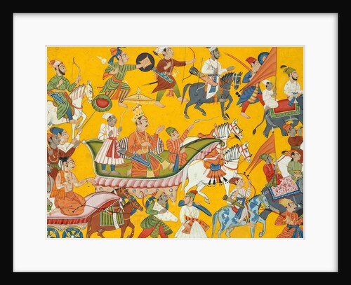 King Dasaratha and His Retinue Proceed to Rama's Wedding: Folio from the Shangri…, ca. 1690-1710 by Unknown