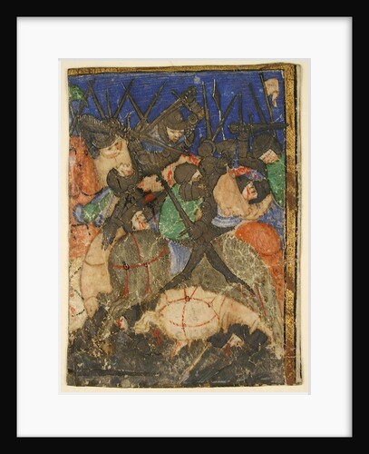 Manuscript Cutting Showing a Scene from Hebrew Scripture, Perhaps the Life of King David, c.1400 by Unknown