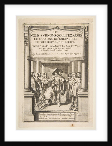 Frontispiece to Pierre d'Hozier's 'Les noms surnoms qualitez armes et blasons des chevalie…, 1634 by Abraham Bosse