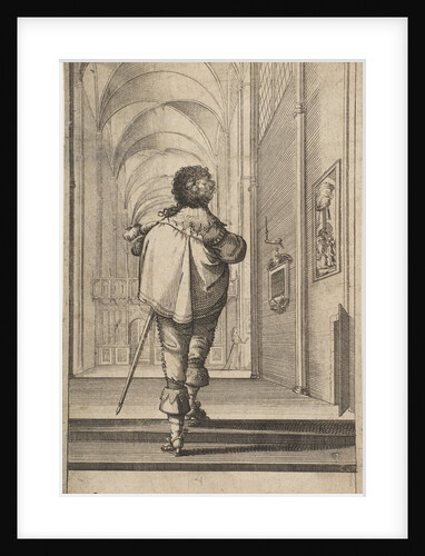 A gentleman seen from behind walking into a church, ca. 1629 by Abraham Bosse