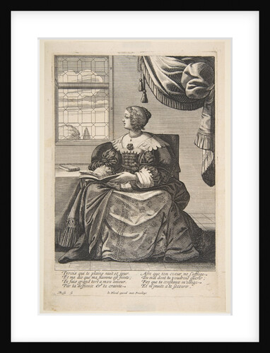 Seated Woman Holding a Book and Singing, mid to late 17th century by Abraham Bosse