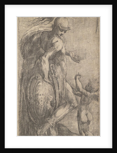 Mars standing at the left leaning on a shield, Cupid at the right, ca. 1542-46 by Andrea Schiavone