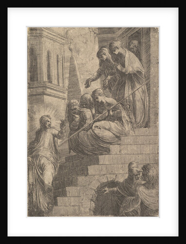 Christ addressing a group of women seated and standing on steps, ca. 1541-44 by Andrea Schiavone