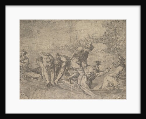The miraculous draught of the fishes, Christ at the right accompanied by apostles in…, ca.1548-52 by Andrea Schiavone