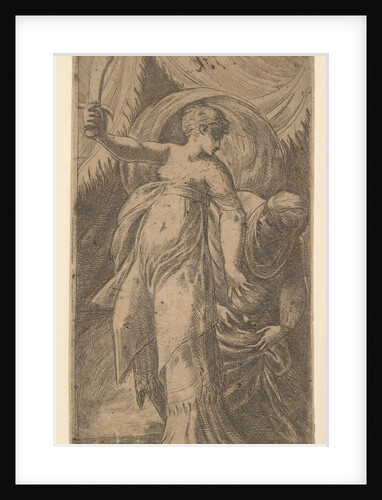 Judith with her sword raised in her right hand and placing the head of Holofernes i…, ca. 1540-45 by Andrea Schiavone