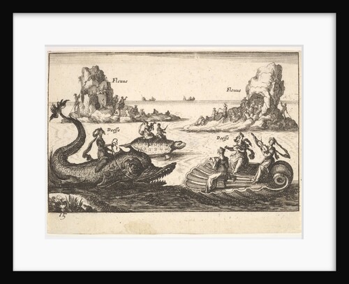 Plate 15: Rivers and goddesses, with floating islands guided by pole bearers, female figur…, 1664 by Unknown