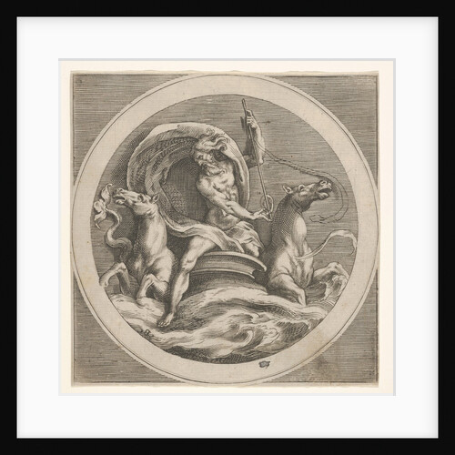 Neptune rising from the sea and bearing a staff, accompanied by two horse-headed …, ca. 1550-1600 by Unknown