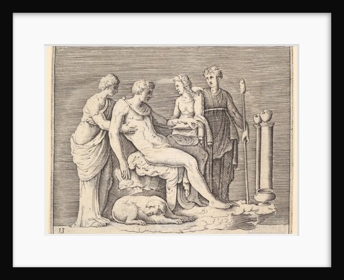 Man Attended by Three Women, published ca. 1599-1622 by Unknown
