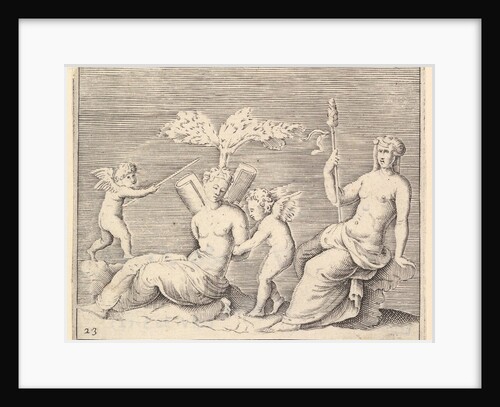 Two Women and Two Cupids, published ca. 1599-1622 by Unknown