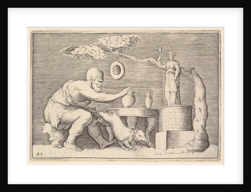 A Faun or Satyr Preparing a Pig for Sacrifice, published ca. 1599-1622 by Unknown