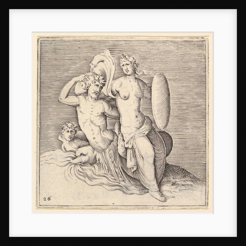 Woman with Shield Seated on Seamonster, published ca. 1599-1622 by Unknown