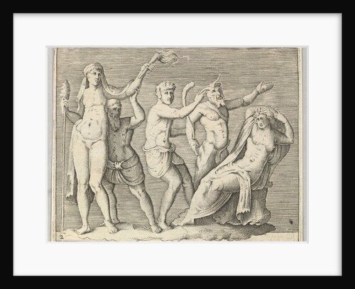 Two Figures, a Faun, and a Satyr approach a Recliniing Woman, published ca. 1599-1622 by Unknown
