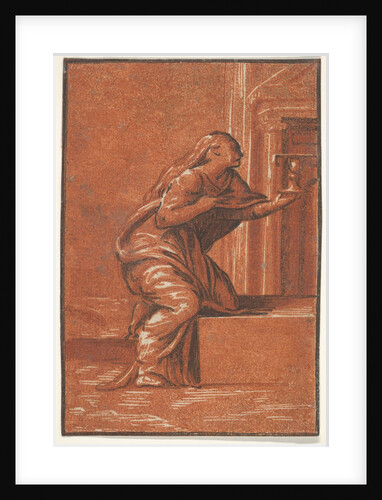 Female personification of Faith who kneels raising a chalice in her left hand, af…, ca. 1520-1560 by Unknown