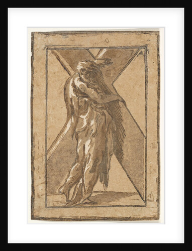 Saint Andrew standing in profile holding a large cross from a series of 'Twelve Apo…, ca. 1540-50 by Unknown