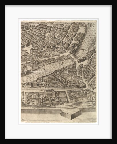 Plan of the City of Rome. Part 10 with the Tiber and the Villa Farnesina, 1645 by Antonio Tempesta