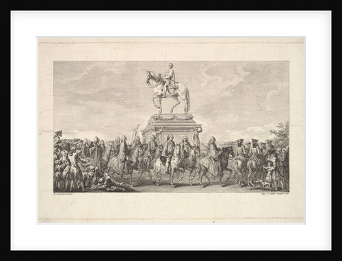 The Inauguration of the Statue of Louis XV, Vignette on page 1, from Description des Trava…, 1766 by Augustin de Saint-Aubin