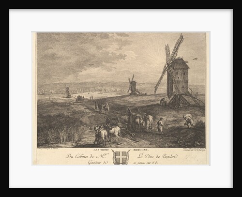 The Three Windmills after a painting in the collection of the Duc de P…, 1772 by Balthasar Anton Dunker/Jacques Philippe Le Bas