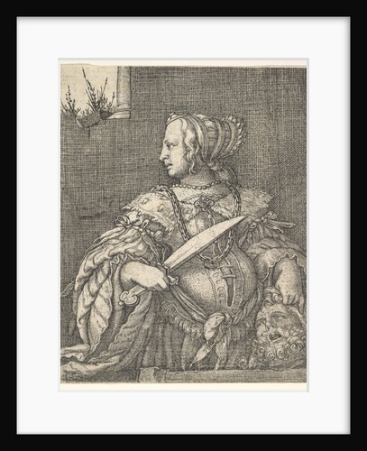 Judith, half-length and in profile to the left, a sword in her right hand and the head of Holo… by Barthel Beham