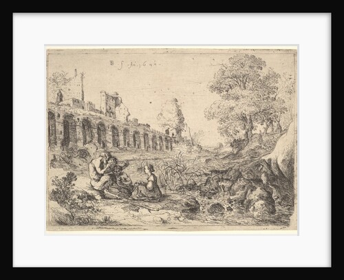Corsica seated before satyrs on the bank of a river, from a pair of plates for Battista Gu…, 1640 by Bartholomeus Breenbergh