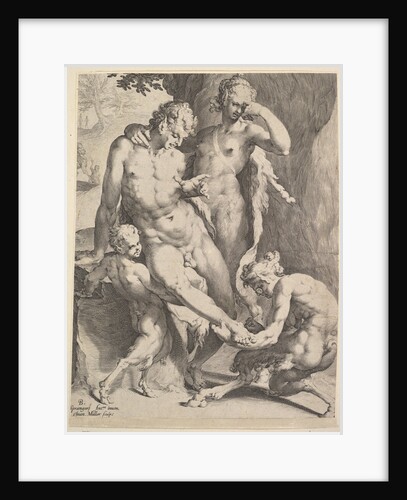 Oreads Removing a Thorn from a Satyr's Foot, 1590 by Bartholomeus Spranger/Jan Muller