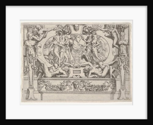 Bust of a woman flanked by three women on each side, set within an elaborate frame, ca. 1540-80 by Battista del Moro