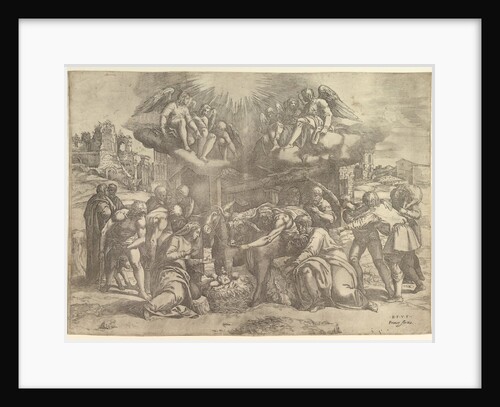 The Adoration of the Shepherds with angels overhead, ca. 1530-61 by Battista Franco Veneziano