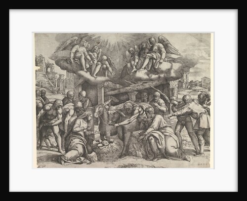 The Adoration of the Shepherds with angels overhead, ca. 1530-61 by Battista Franco Veneziano