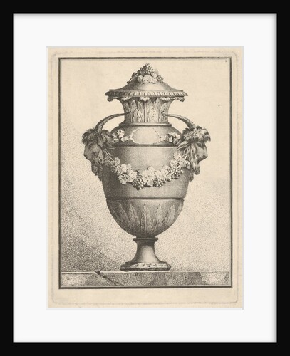 Design for a covered vase with two goat heads and a garland, 1764 by Bossi