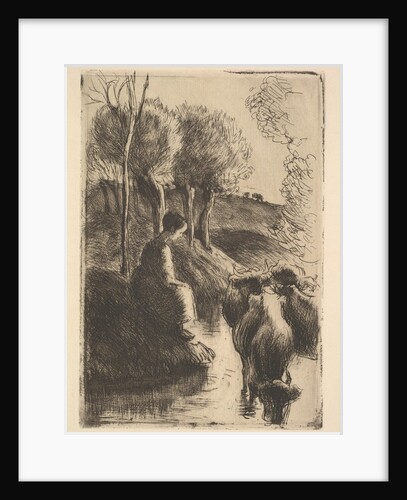 Cowherd, at Water's Edge, 1890 by Camille Pissarro