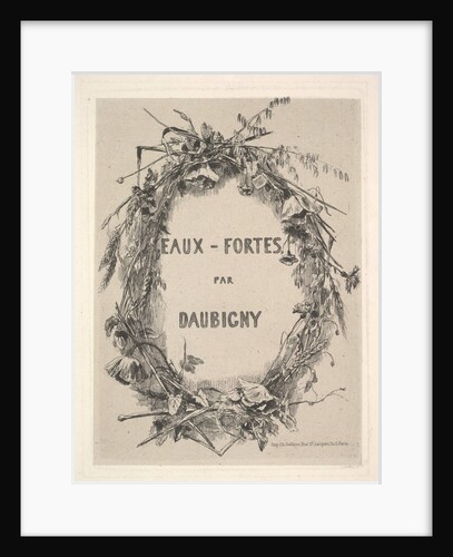 Wreath of Wildflowers, title for 'Eaux-Fortes par Daubigny', 1850 by Charles Francois Daubigny