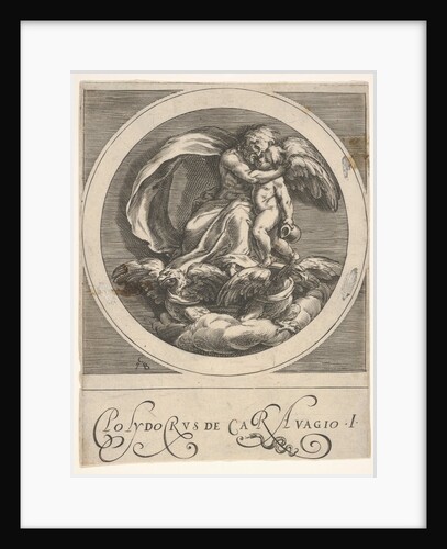 Jupiter, seated above two eagles and embracing Cupid, a round composition from a serie…, ca. 1590 by Cherubino Alberti