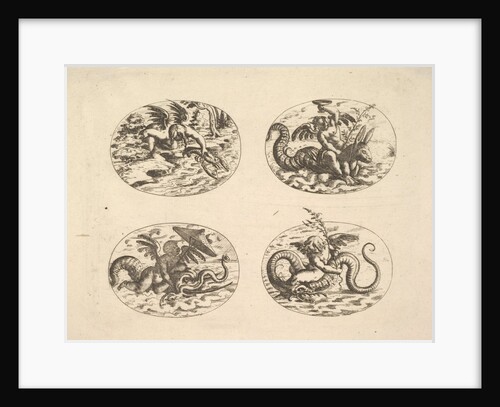 Putti with Sea Monsters, plates from the Neue Grotessken Buch, 1610 by Christoph Jamnitzer