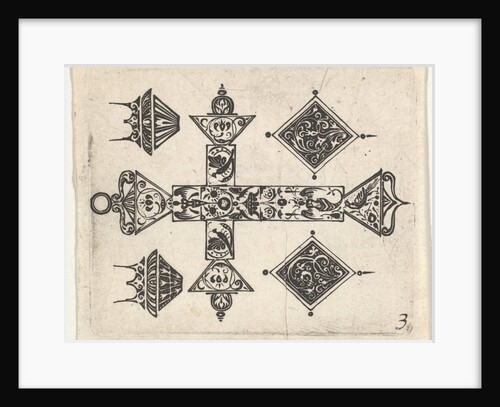 Blackwork Print with a Latin Cross and Four Motifs, ca. 1620 by Claes Jansz Visscher