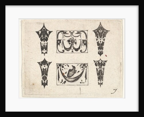 Blackwork Print with Two Horizontal Panels and Four Bezels, ca. 1620 by Claes Jansz Visscher