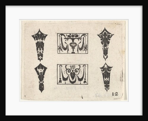 Blackwork Print with Two Horizontal Panels and Four Bezels, ca. 1620 by Claes Jansz Visscher