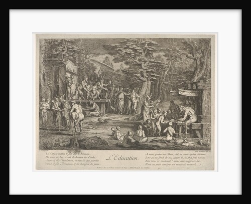 The Education: in a forest, to right an old satyr instructor holdin…, ca. 1700-1720 by Claude Gillot