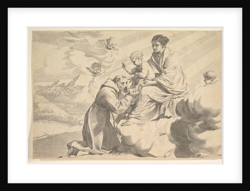 St. Francis of Assisi Adoring the Christ Child on the Virgin's Lap by Claude Mellan