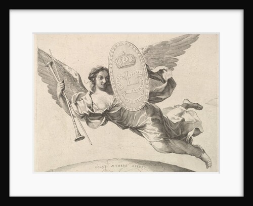 Fame Bearing a Shield with the Initial of Louis XIV by Claude Mellan